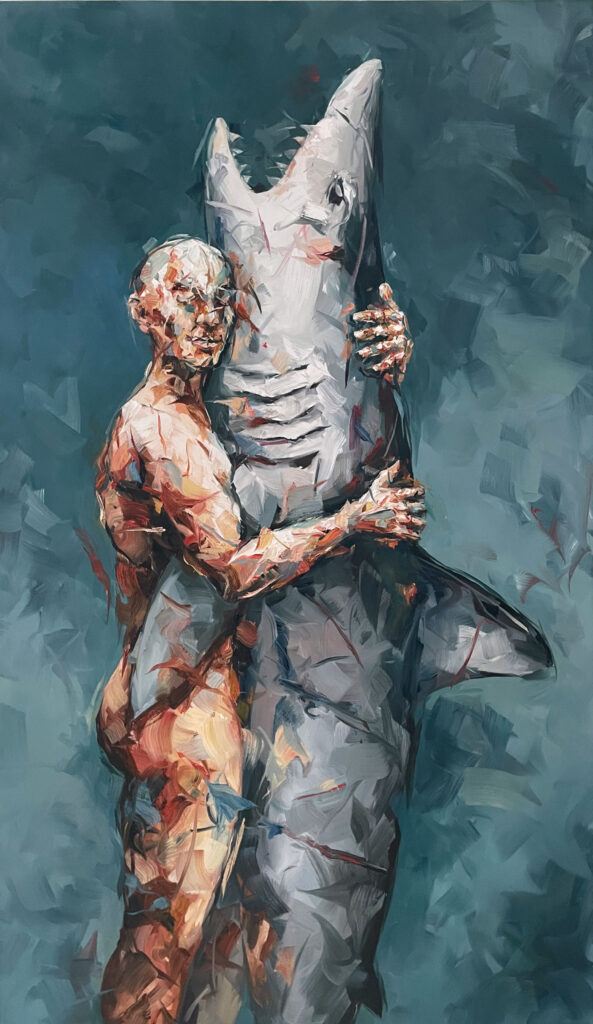 Haifisch in Umarmung